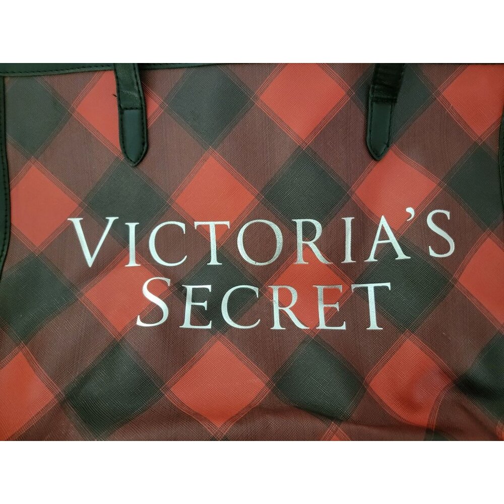 Victorias Secret Red & Black Plaid Tote Bag - Picture 13 of 15